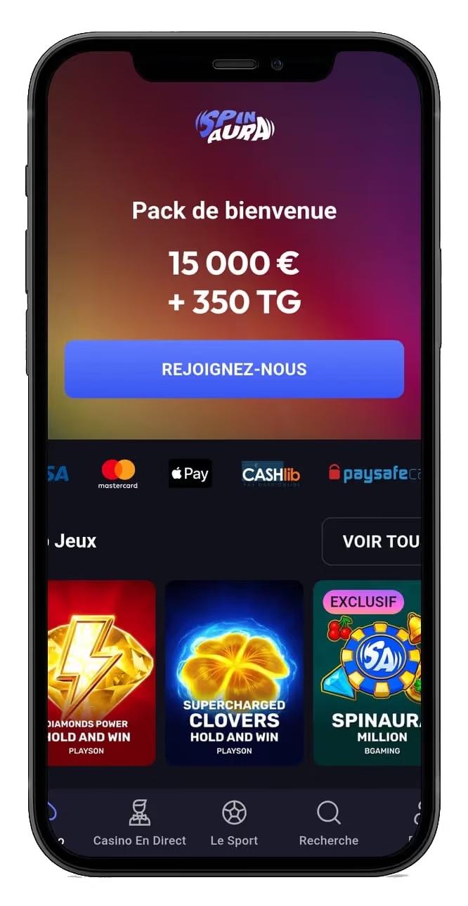 SpinAura Casino France sur smartphone